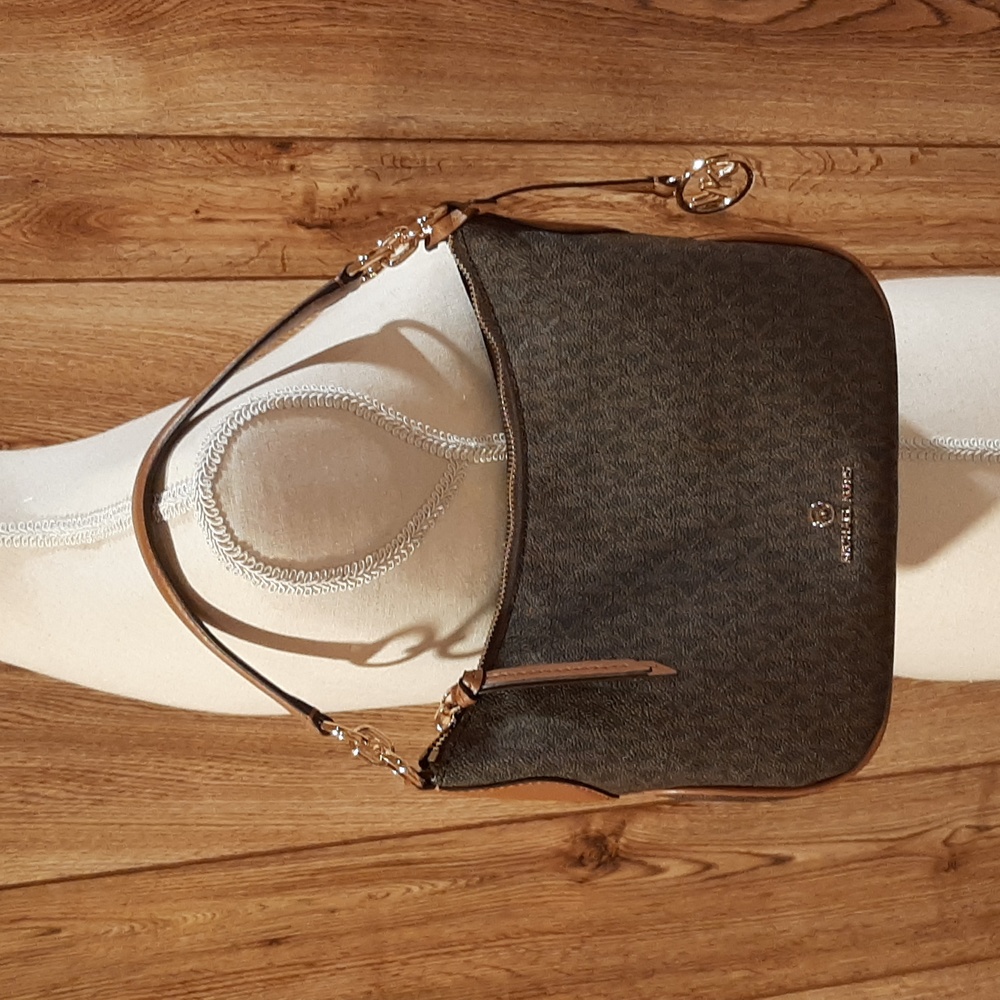 NWOT MICHAEL by Michael Kors Small Monogram Brown Kelsey Shoulder/Crossbody Bag